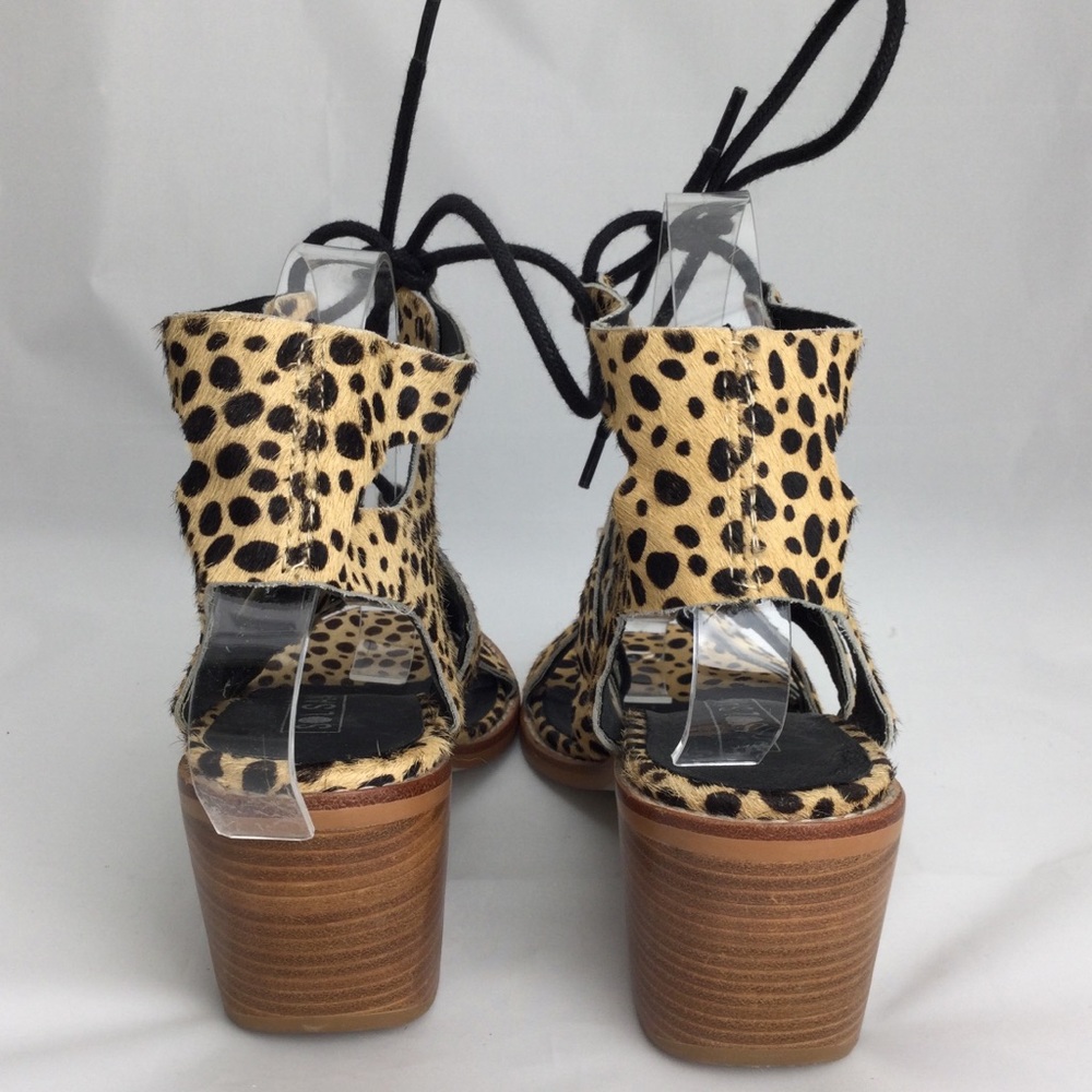Sol Sana Rudey Cheetah Lace Up Sandals Tan/Black - Picture 6 of 7